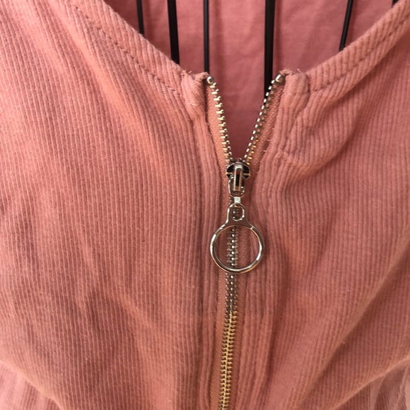 Pink Zipper Front Ribbed Tee - Picture 2 of 4